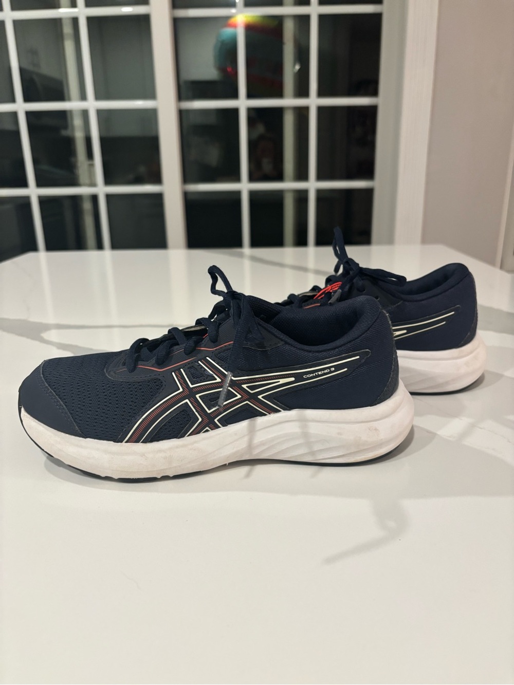 ASICS Navy & White Boy Size 5 Sneakers… Great Condition.. Barely Worn…